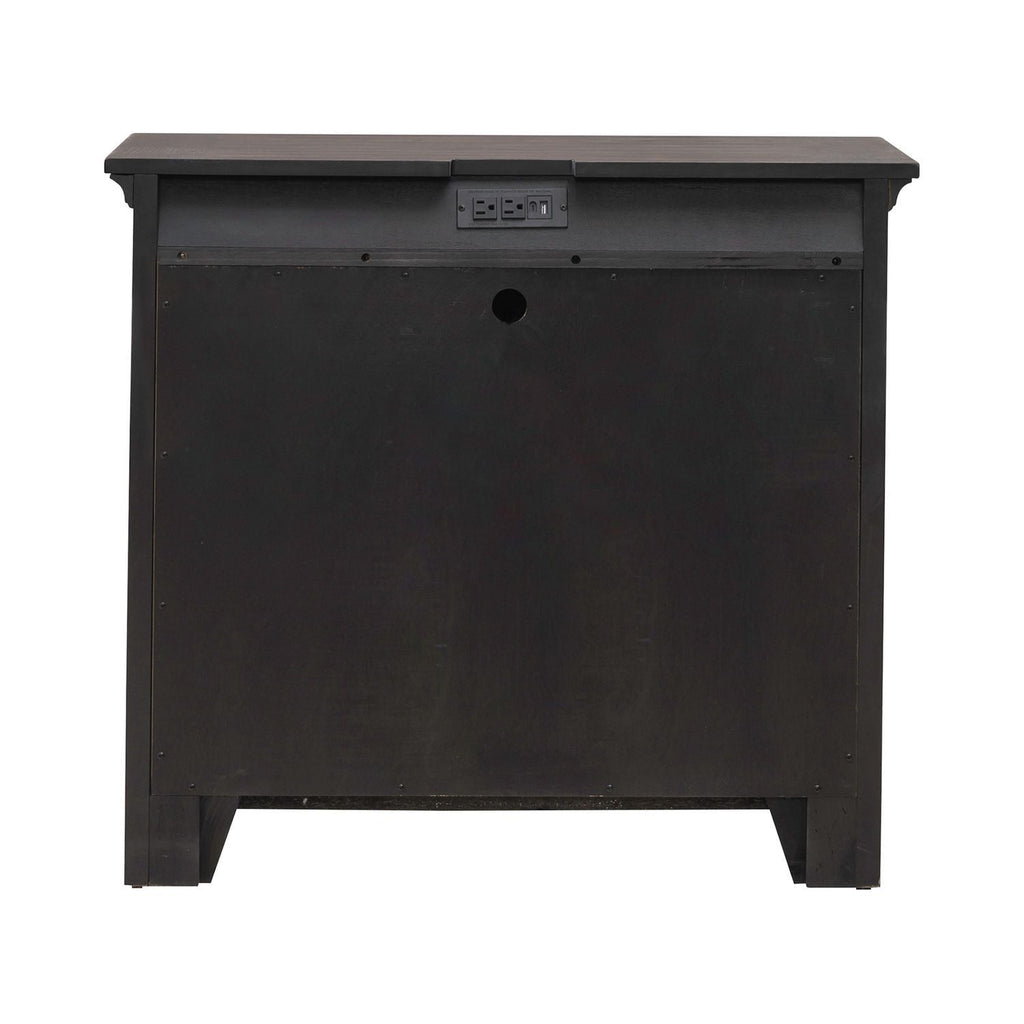 Table de chevet à 2 tiroirs avec station de charge - Marron selle — allie grande opulence et style rustique confortable