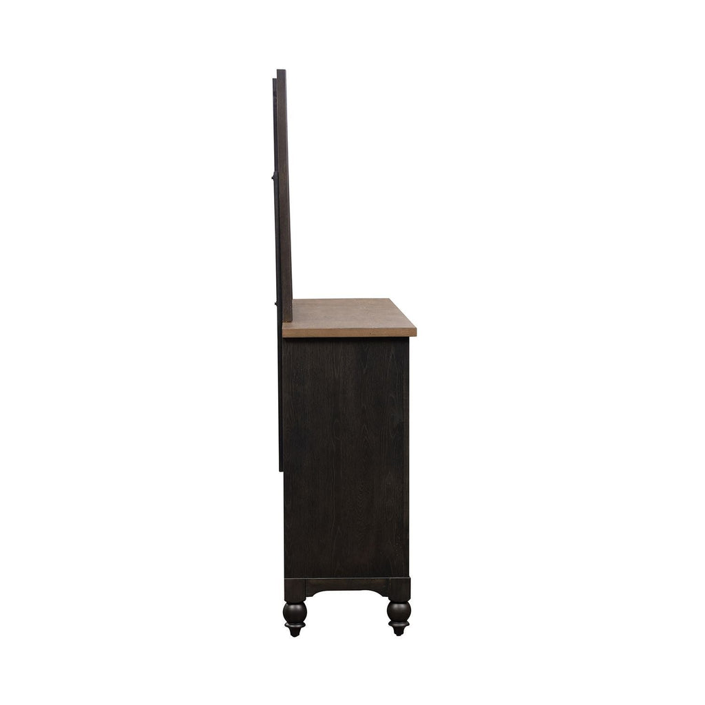 Commode et miroir — évoquent un style libre et personnel avec une touche artisanale authentique
