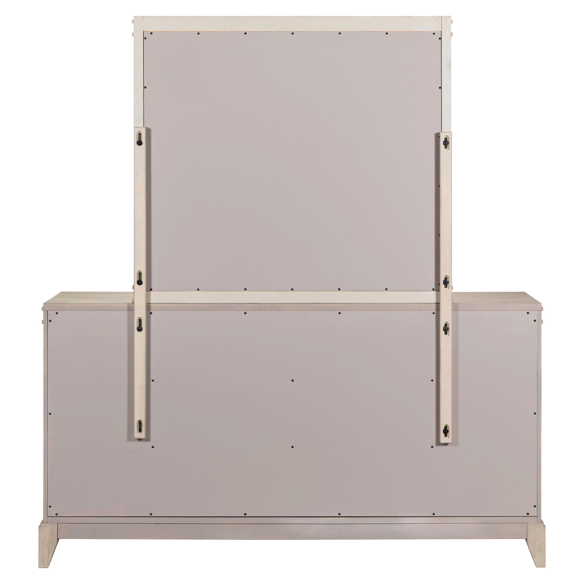 Commode et miroir - Blanc Sanctuaire — offre un style transitionnel mêlant éléments traditionnels et contemporains