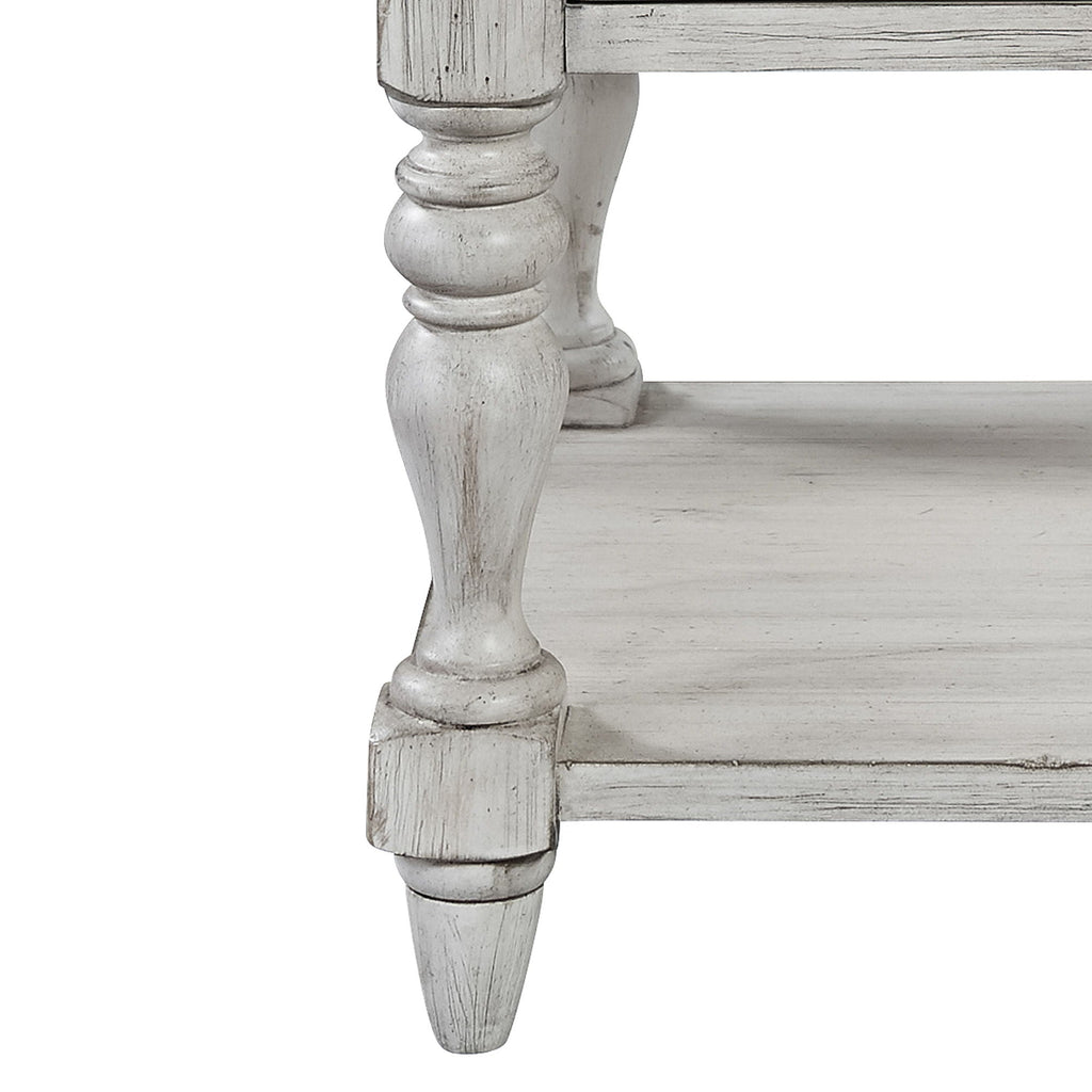 Table de chevet à 1 tiroir - Blanc antique / Dessus couleur châtaigne — ajoutez un style décontracté et vous obtenez un look classique avec une touche informelle.