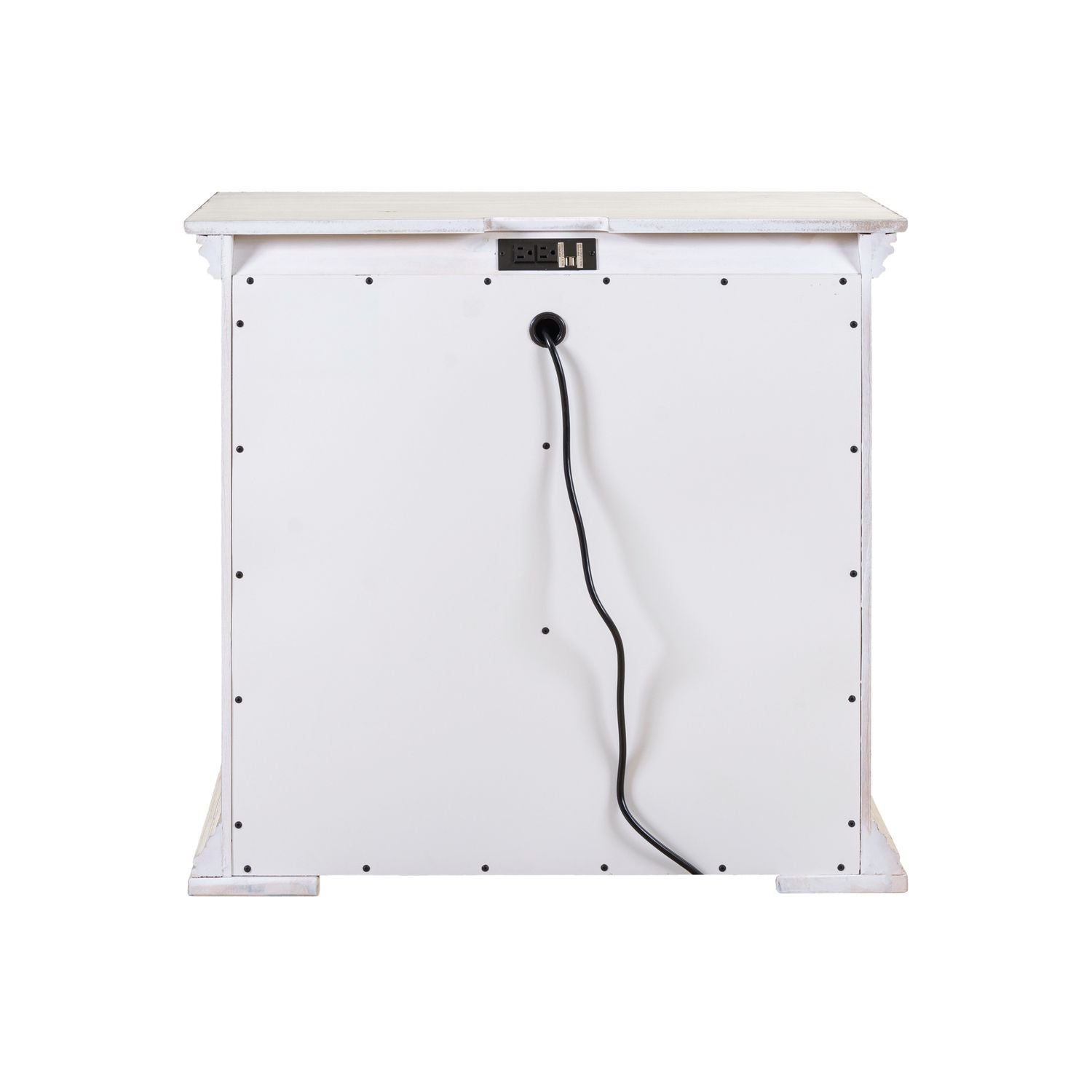 Commode de chevet avec station de recharge — Les façades de tiroir encadrées de bois et les pieds blocs complètent ce look traditionnel.