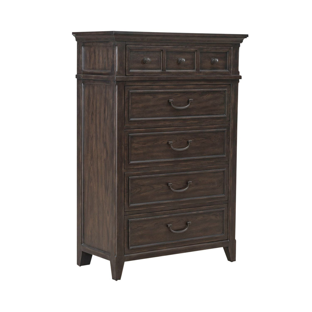 Commode 5 tiroirs - Marron SADDLE – Traditional Living est un design qui crée une impression grandiose du passé et le luxe d'aujourd'hui