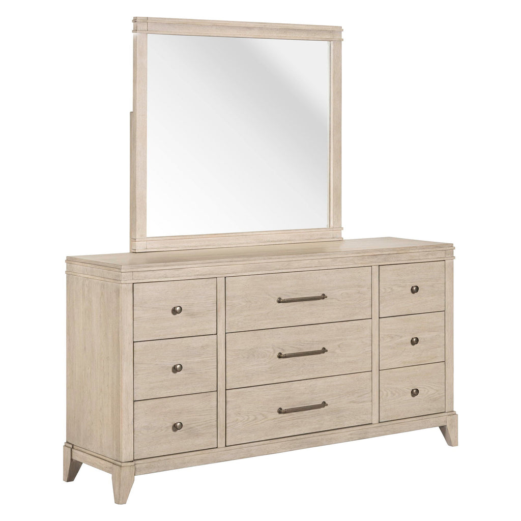 Commode et miroir - Blanc Sanctuaire — offre un style transitionnel mêlant éléments traditionnels et contemporains