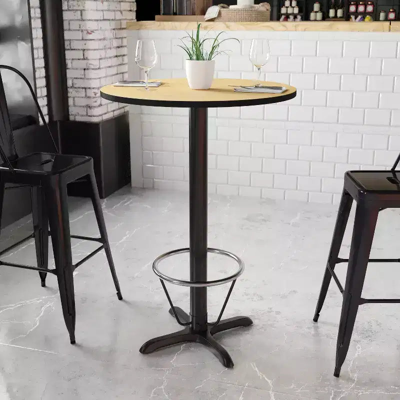 Flash Furniture 30'' Round Laminate Table Top with 22'' x 22'' Bar Height Table Base and Foot Ring
