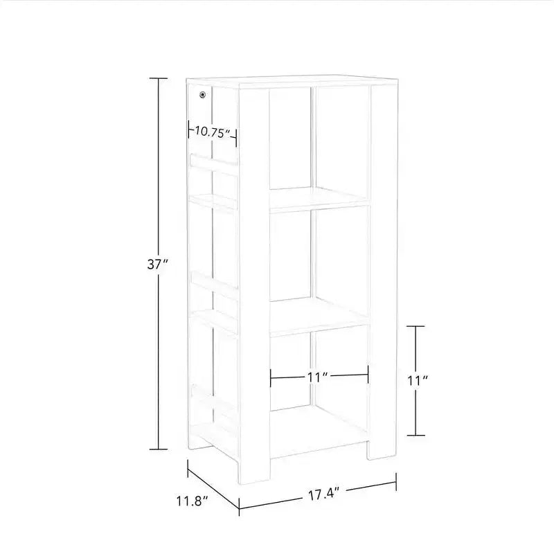 RiverRidge Kids' Bookshelf and Toy Organizer Tower with 3 Cubbies and 6 Bookracks White with 2 Fabric Bins