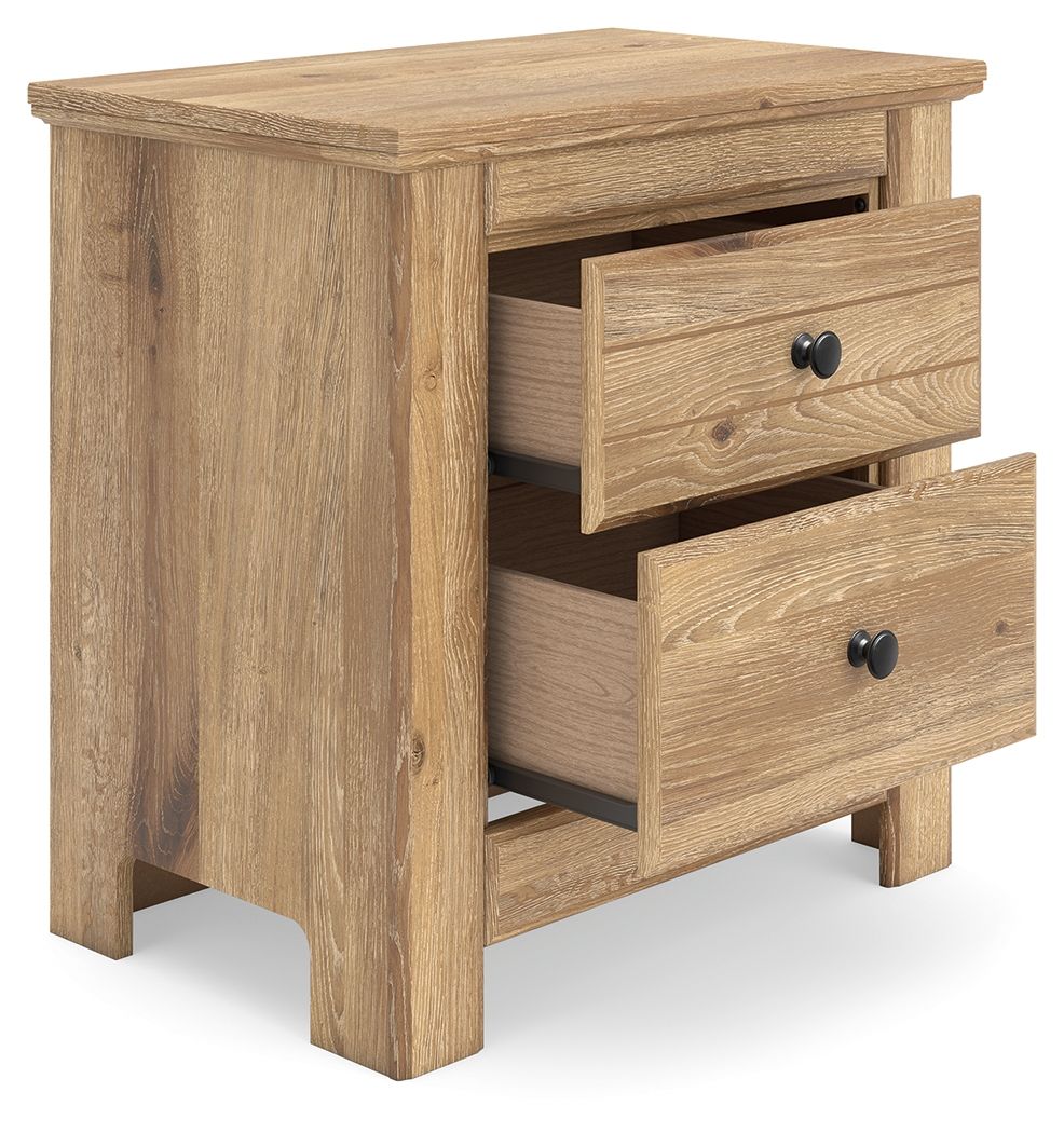 Table de chevet à deux tiroirs — Vous souhaitez créer une chambre aérée et joliment agencée ? Cette table de chevet au confort décontracté est