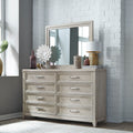 Commode et miroir – Taupe délavé — Les styles sont souvent simplistes avec des touches luxueuses telles que l'acier inoxydable ou le velours
