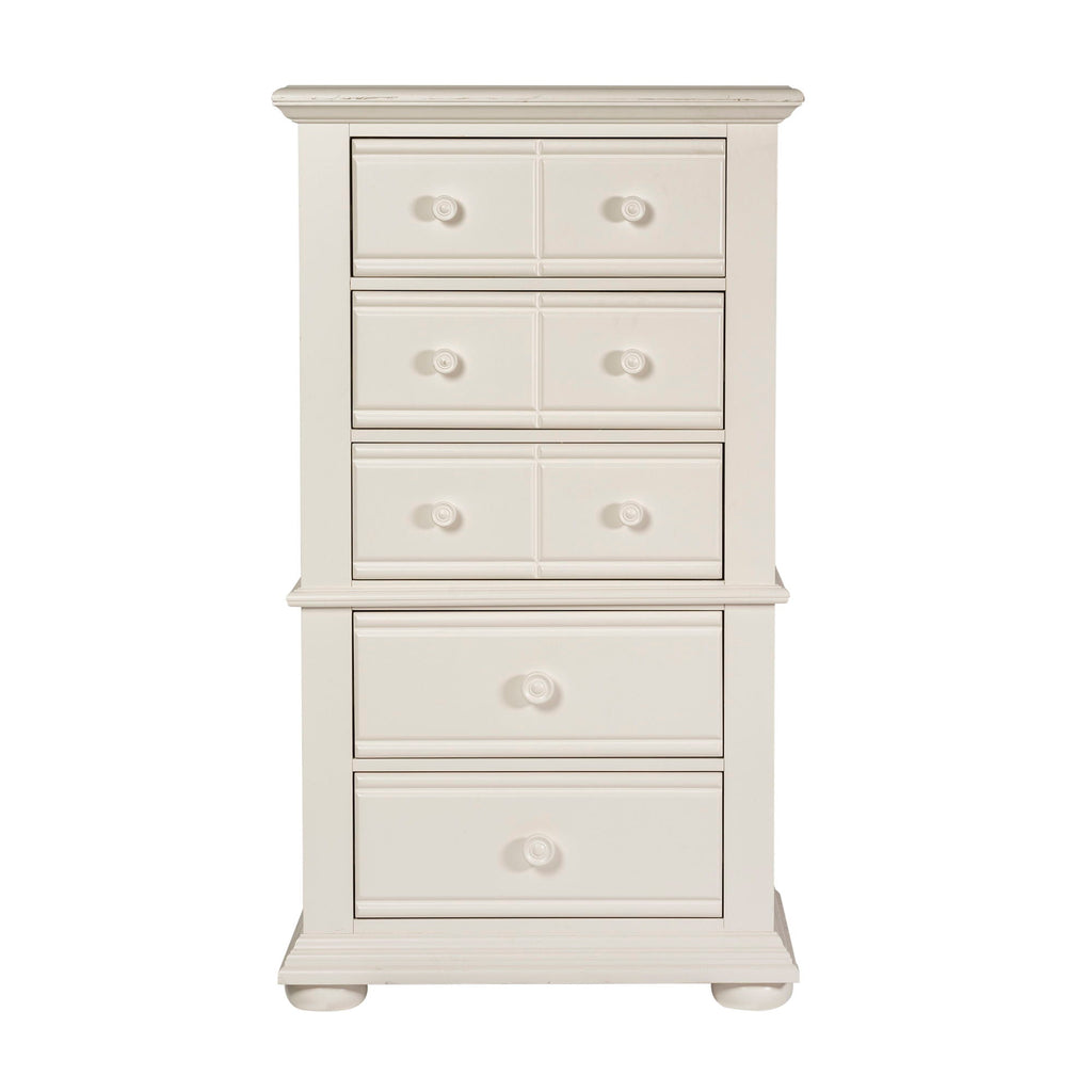 Commode à lingerie – Blanc huître — Summer House présente le meilleur style chalet avec des accents de panneaux persiennes dans une finition blanc huître