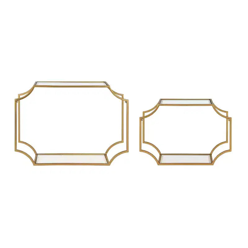 2pc Ciel Modern Glam Metal Wall Shelf Set - Kate & Laurel All Things Decor
