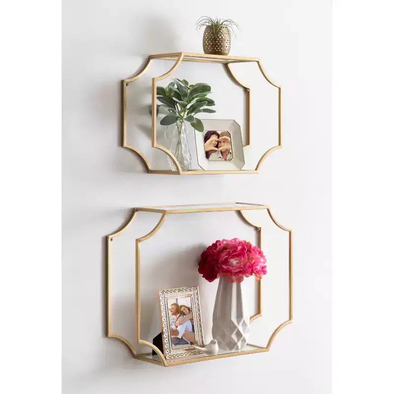 2pc Ciel Modern Glam Metal Wall Shelf Set - Kate & Laurel All Things Decor