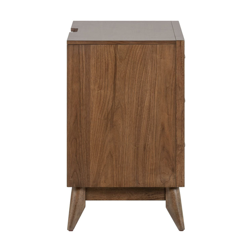 Table de chevet avec station de recharge - Noyer — Un design contemporain qui transmet énergie et imagination tout en
