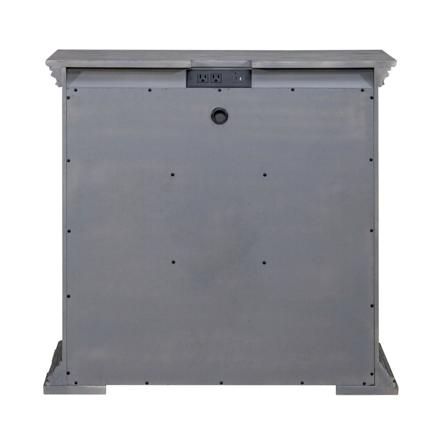 Commode de chevet avec station de recharge — Les façades de tiroir encadrées de bois et les pieds blocs complètent ce look traditionnel.