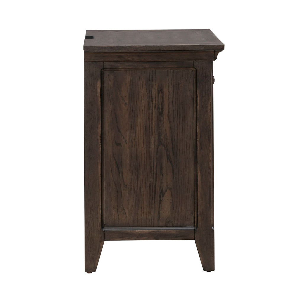 Table de chevet avec station de recharge - Marron Selle — un mélange de grande opulence et de style rustique confortable