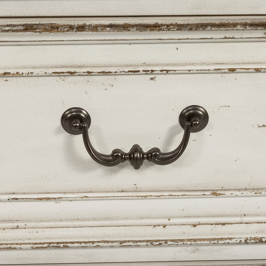 Commode de chevet à 3 tiroirs avec station de charge - Blanc antique — Le mélange des influences européennes crée un style vraiment unique pour tout