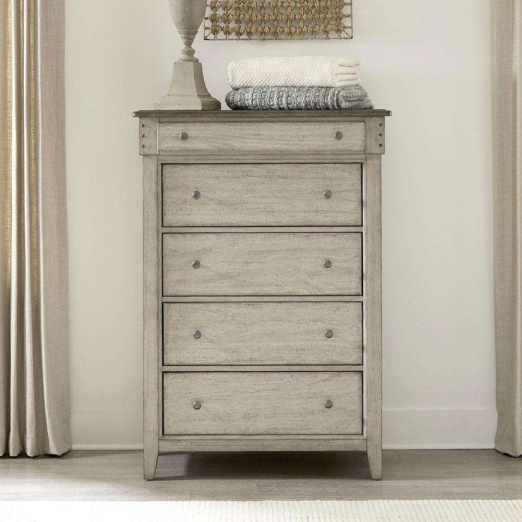 Commode 5 tiroirs - Lin vieilli / Taupe poudré — ajoutez un style décontracté et vous obtenez un look classique avec une sensation de confort