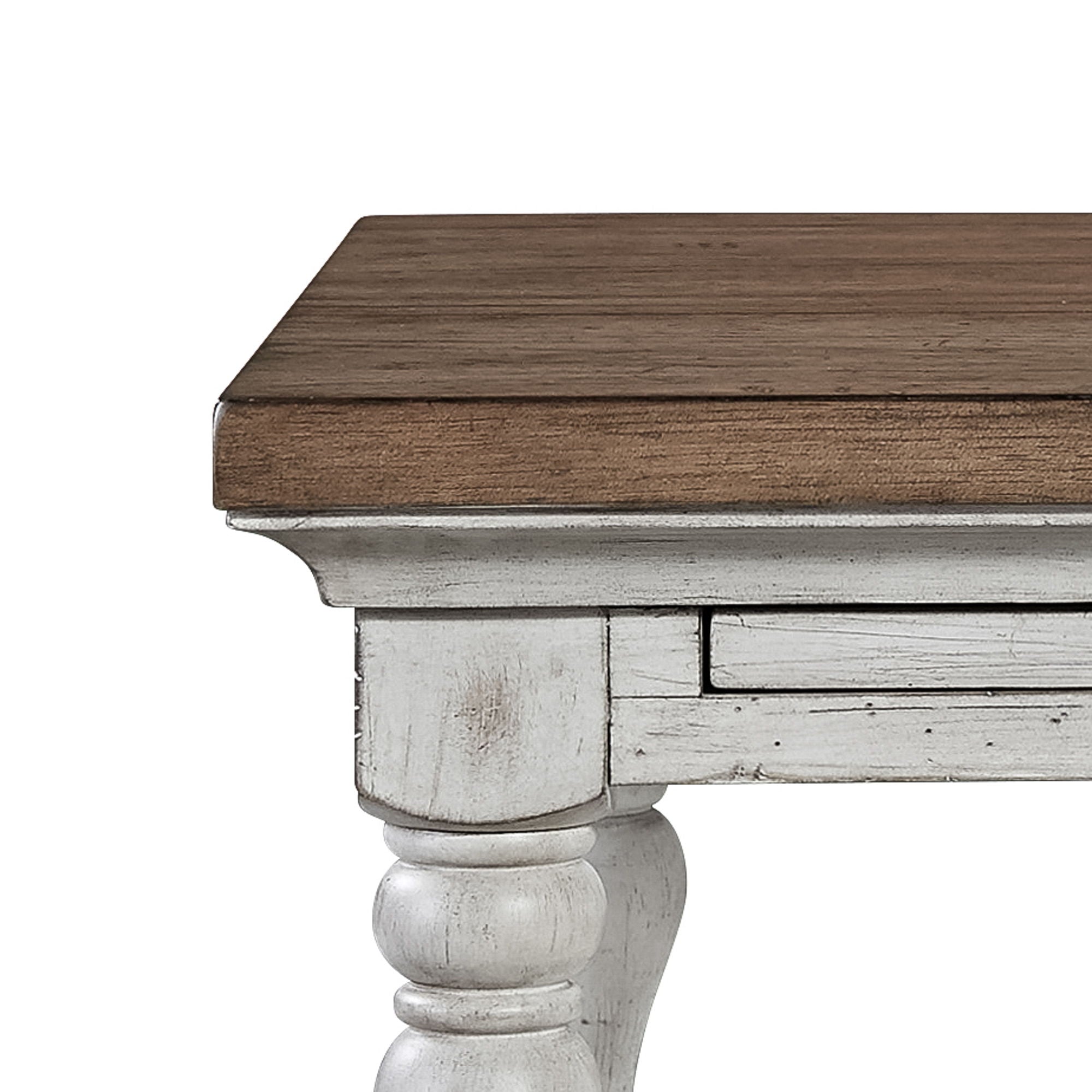 Table de chevet à 1 tiroir - Blanc antique / Dessus couleur châtaigne — ajoutez un style décontracté et vous obtenez un look classique avec une touche informelle.