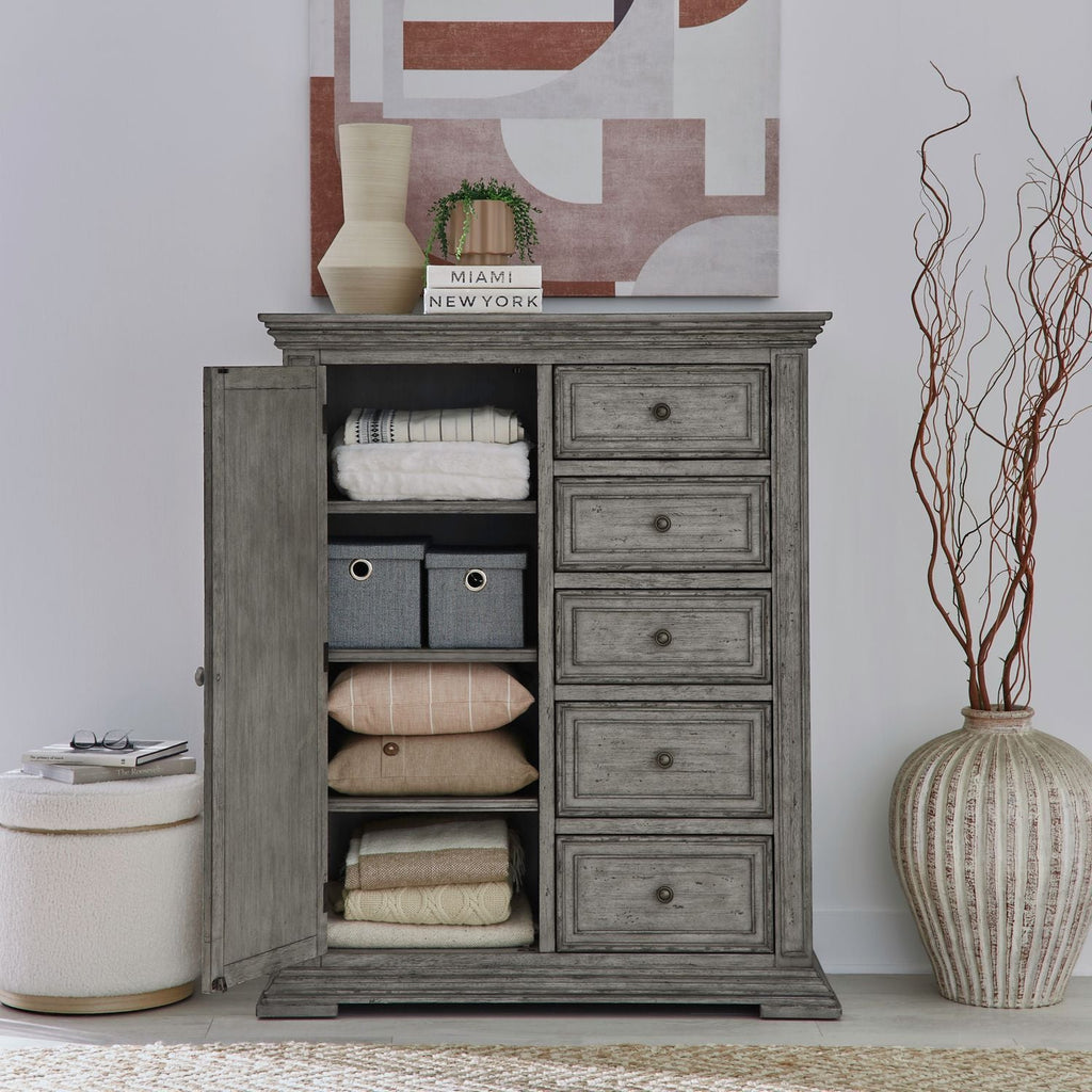 Commode de porte – Fabriquée avec des solides en bois d'hévéa et des produits du bois – protection anti-poussière du caisson inférieur et tiroirs intérieurs entièrement teints