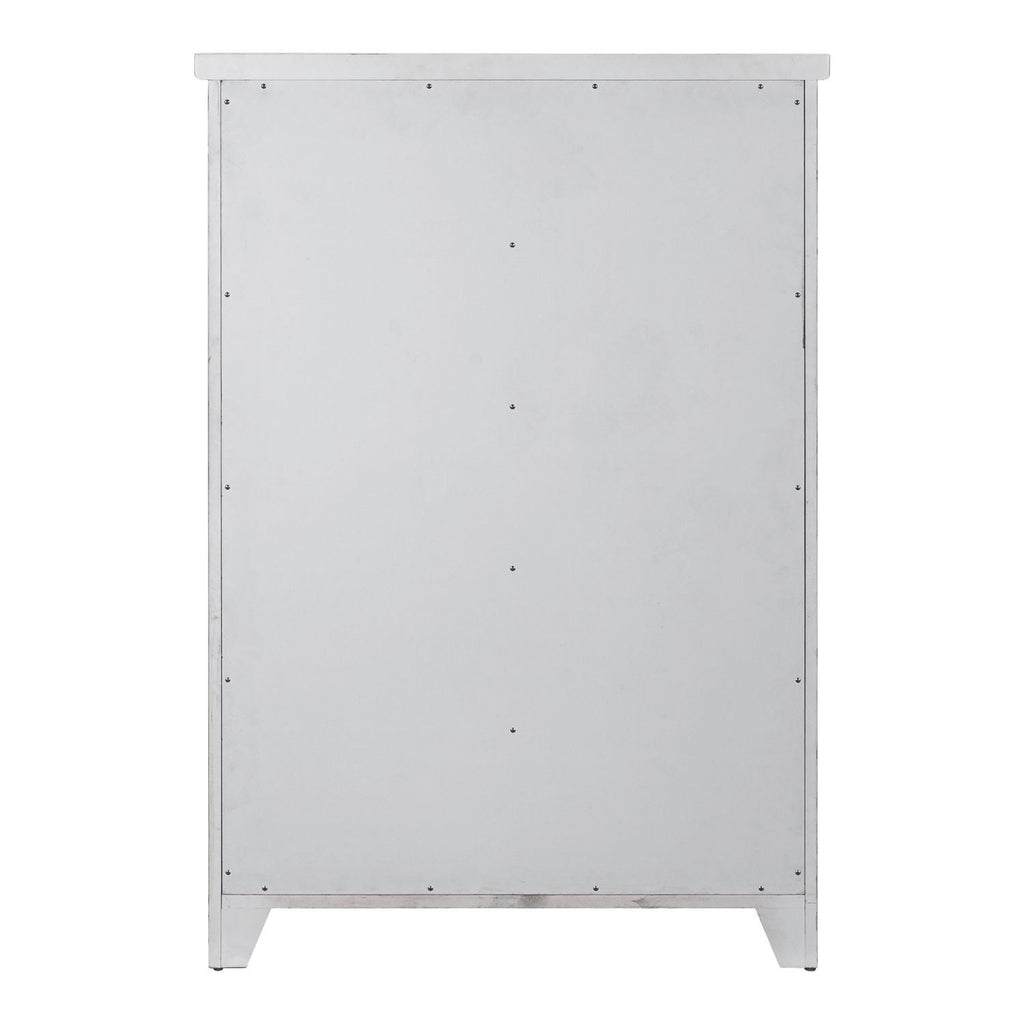 Commode à 5 tiroirs – Blanc patiné — exprime une essence simple avec un style confortable