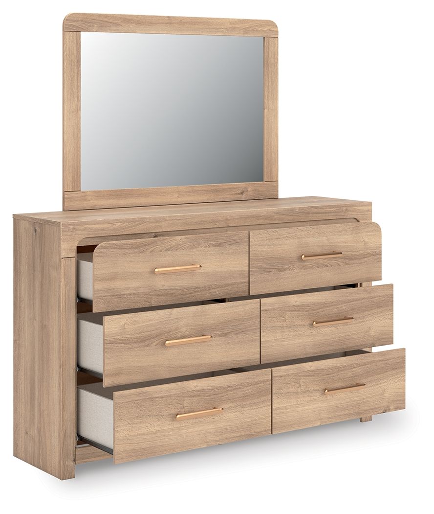 Commode à six tiroirs — Les tons de bois naturels et les lignes épurées de cette commode reflètent votre style décontracté.