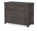 Commode simple - Bois de grange vieilli — Le miroir à bords biseautés est mis en valeur par son cadre en bois de grange vieilli