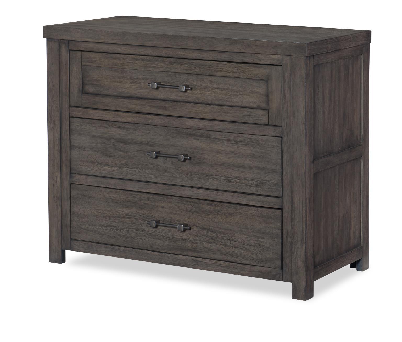 Commode simple - Bois de grange vieilli — Le miroir à bords biseautés est mis en valeur par son cadre en bois de grange vieilli