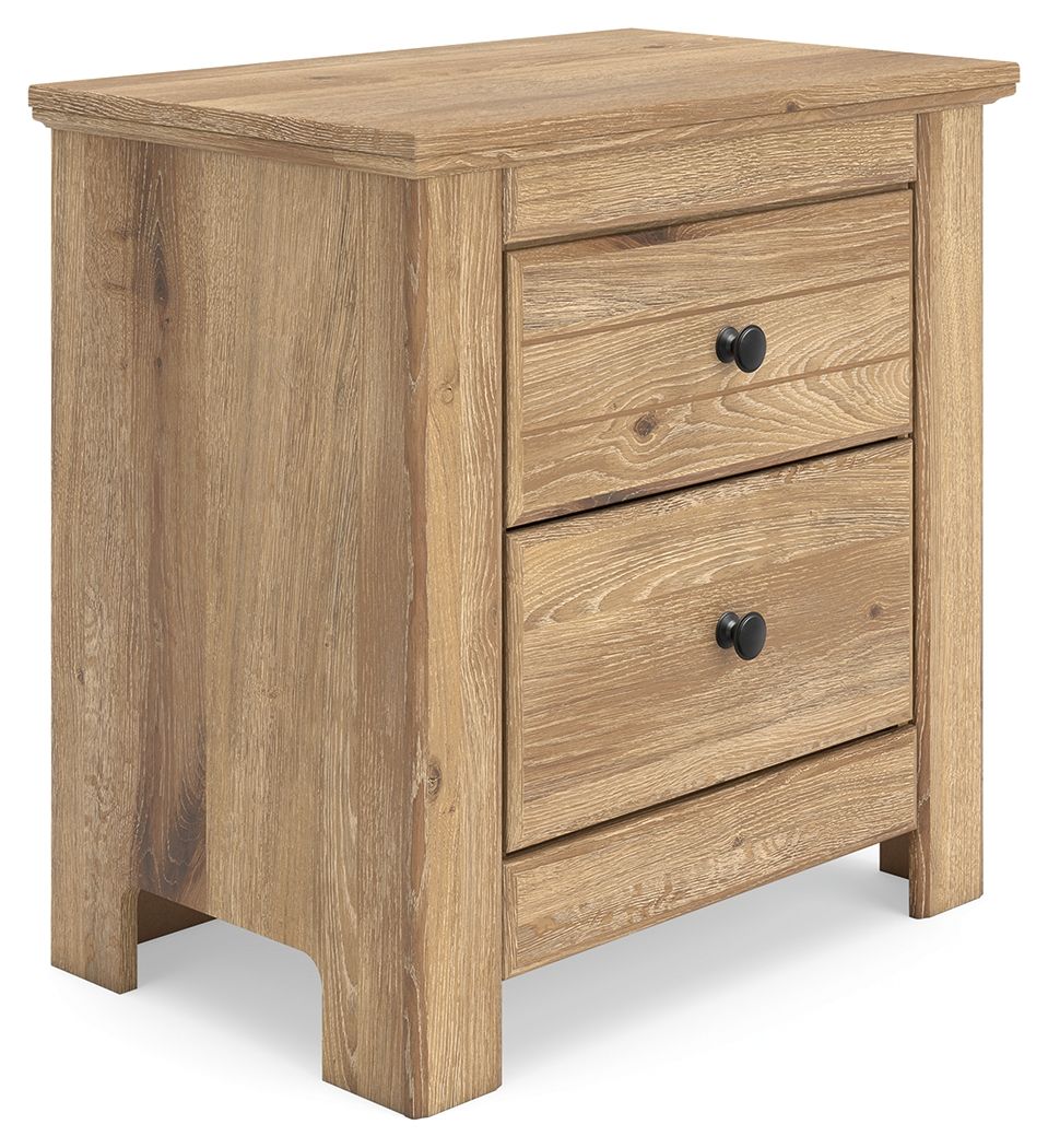 Table de chevet à deux tiroirs — Vous souhaitez créer une chambre aérée et joliment agencée ? Cette table de chevet au confort décontracté est