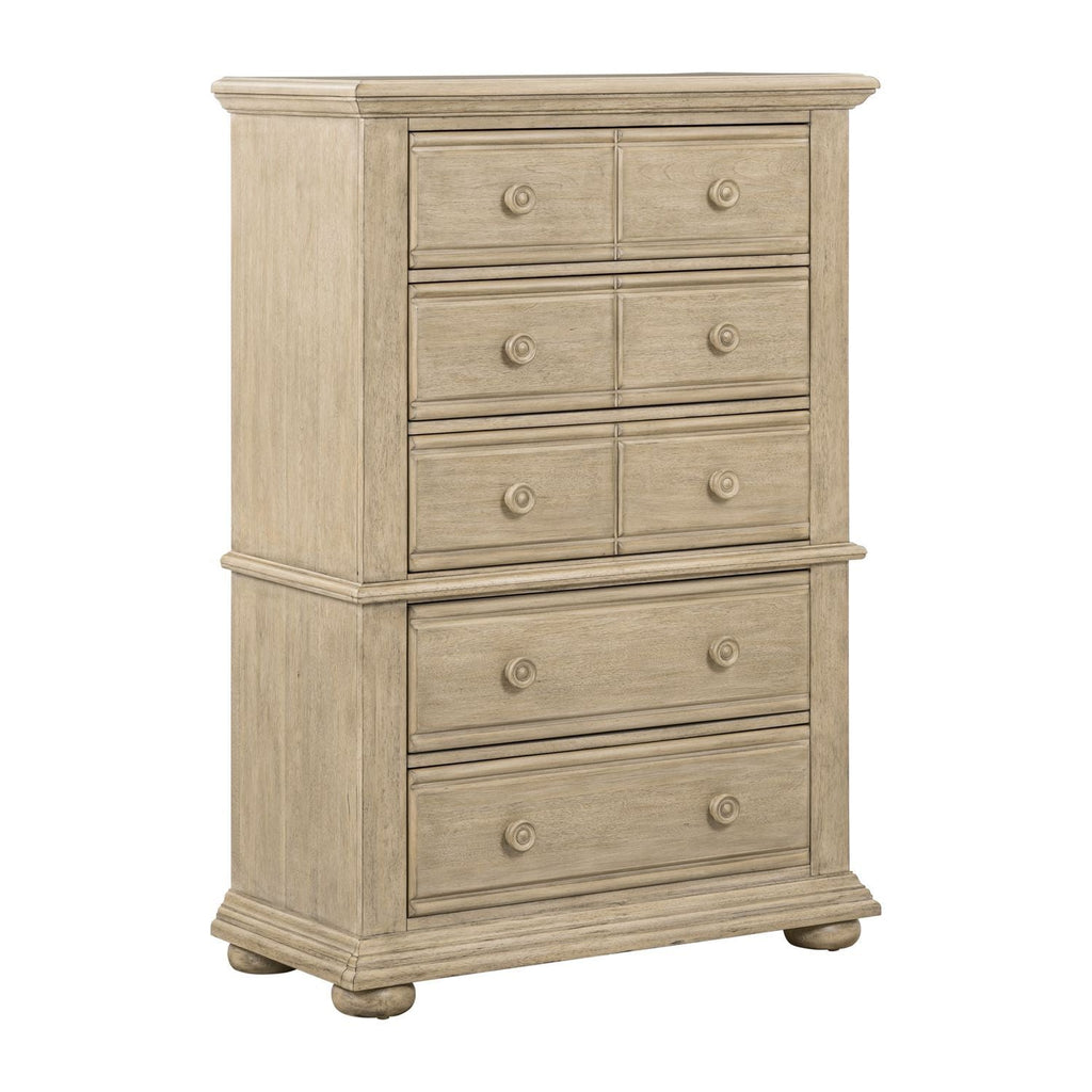 Commode 5 tiroirs — Fabriquée en pin massif avec du MDF peint
