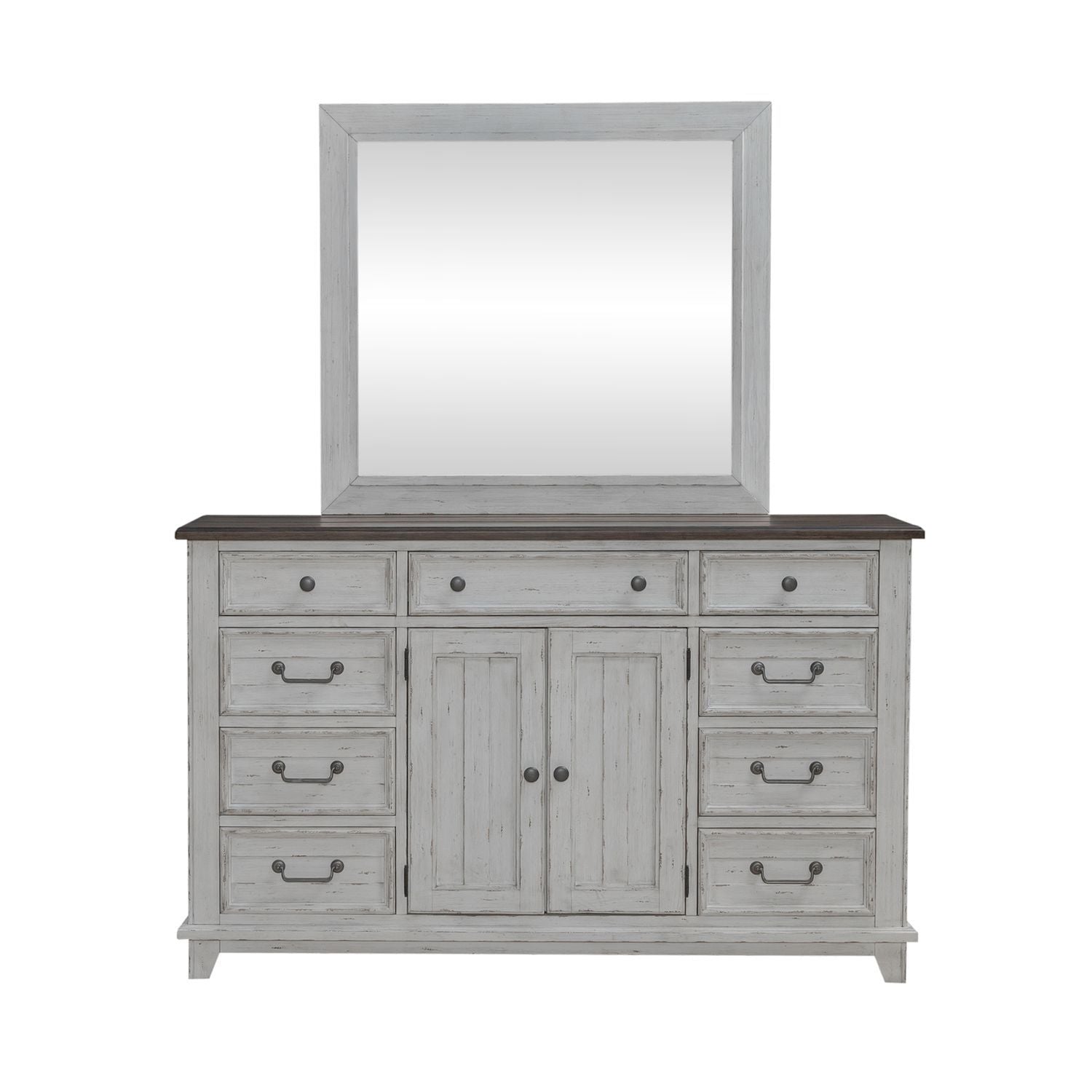 Commode et miroir – Riverstone Blanc et Tabac — La vie de cottage et de ferme offre un équilibre parfait entre la vie côtière et une