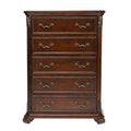 Commode 5 tiroirs - Marron foncé — le design traditionnel respire le luxe du style européen