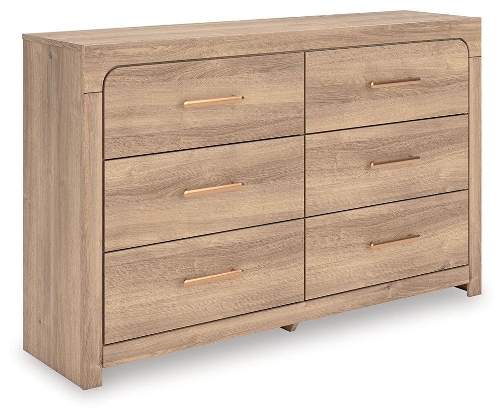 Commode à six tiroirs — Les tons de bois naturels et les lignes épurées de cette commode reflètent votre style décontracté.