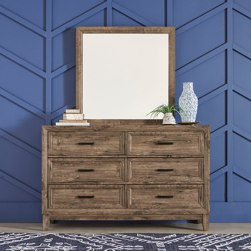 Commode et miroir – Brun clair — Une sensation naturelle créée par l'espace de vie et le mobilier qui y contribuent