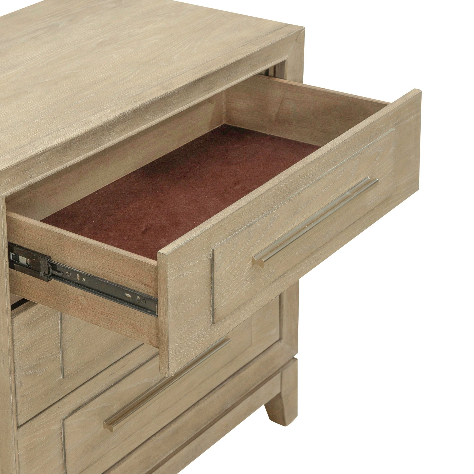 3 Drawer Nightstand With Charging Station - Sandstone — Grâce à un magistral jeu de contrastes et de textures