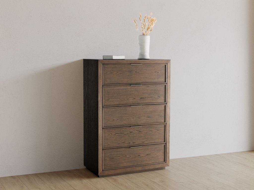 Commode - Marron foncé — poignées décoratives en bronze antique Charnières européennes à fermeture silencieuse pour un aspect dissimulé