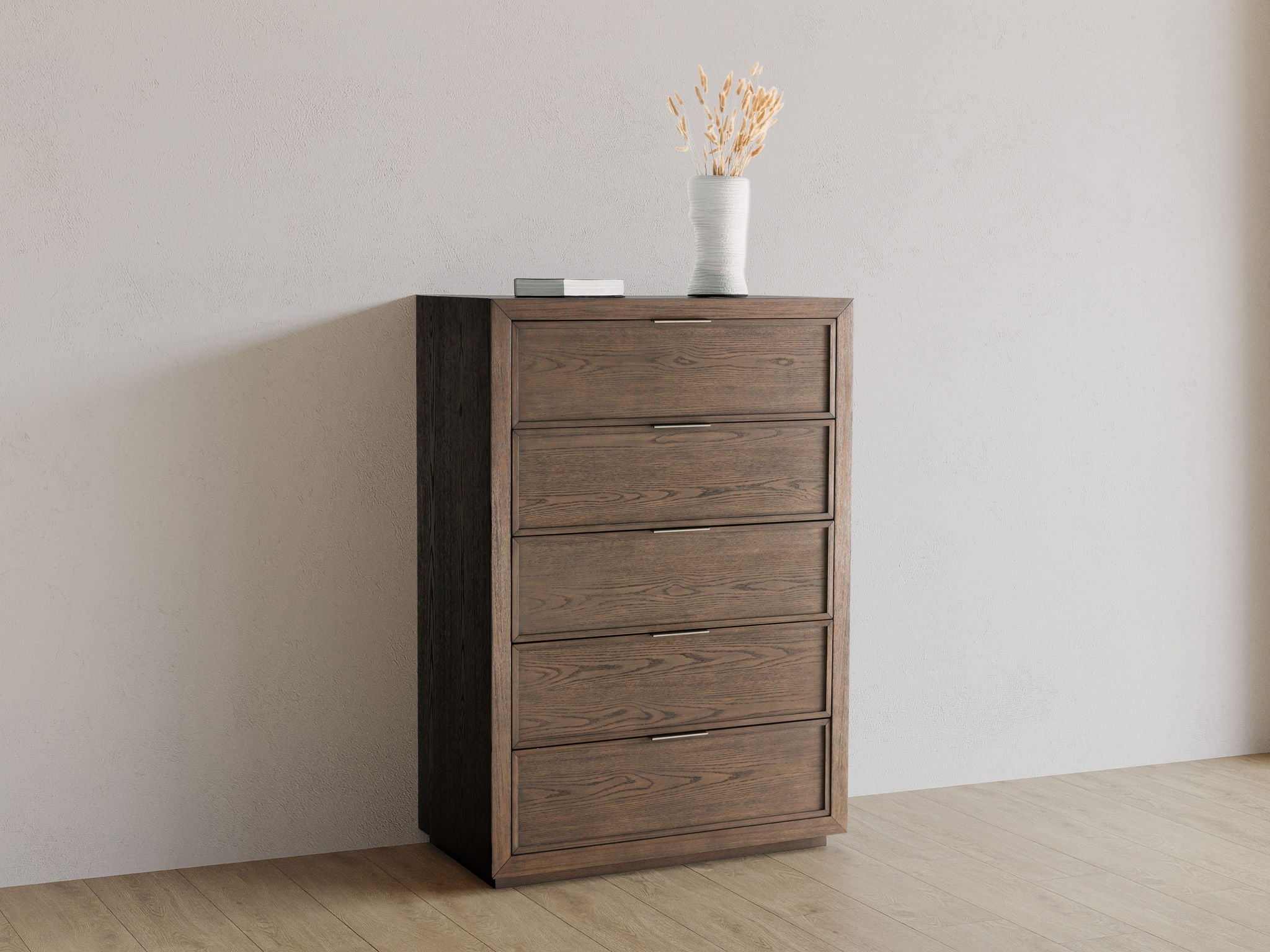 Commode - Marron foncé — poignées décoratives en bronze antique Charnières européennes à fermeture silencieuse pour un aspect dissimulé