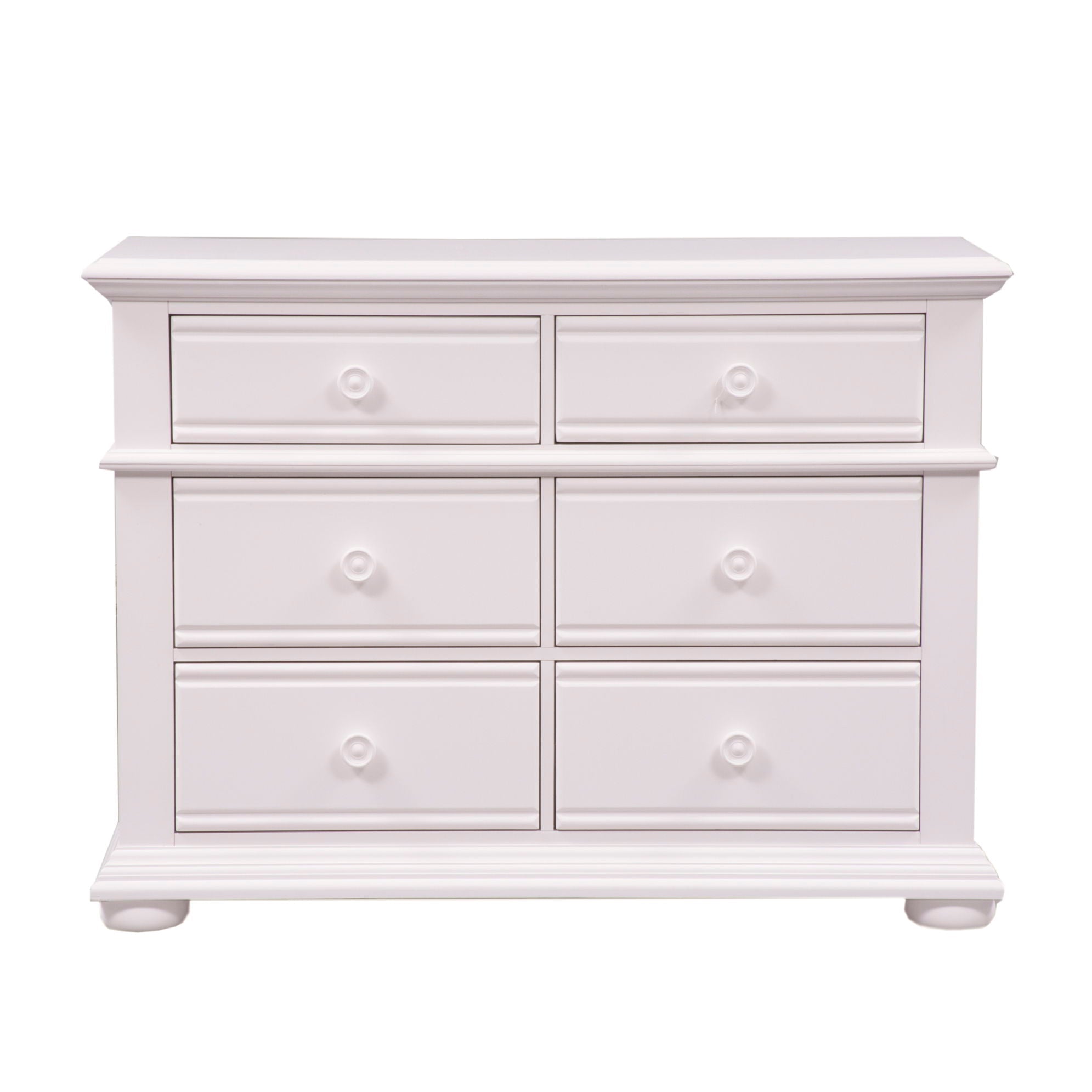 Commode multimédia - Blanc huître — La maison d'été met en valeur le meilleur du style cottage avec des accents de panneaux à persiennes dans une finition blanc huître
