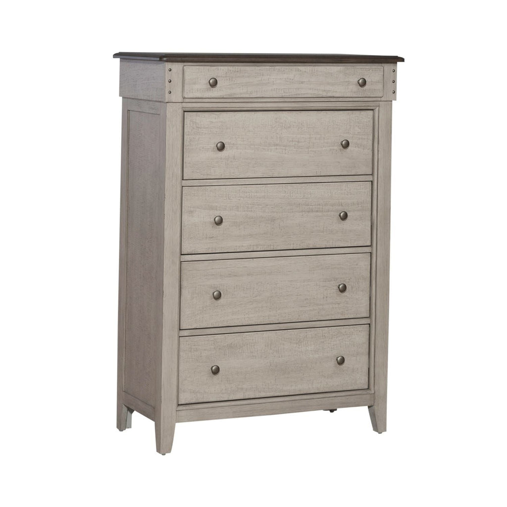 Commode 5 tiroirs - Lin vieilli / Taupe poudré — ajoutez un style décontracté et vous obtenez un look classique avec une sensation de confort