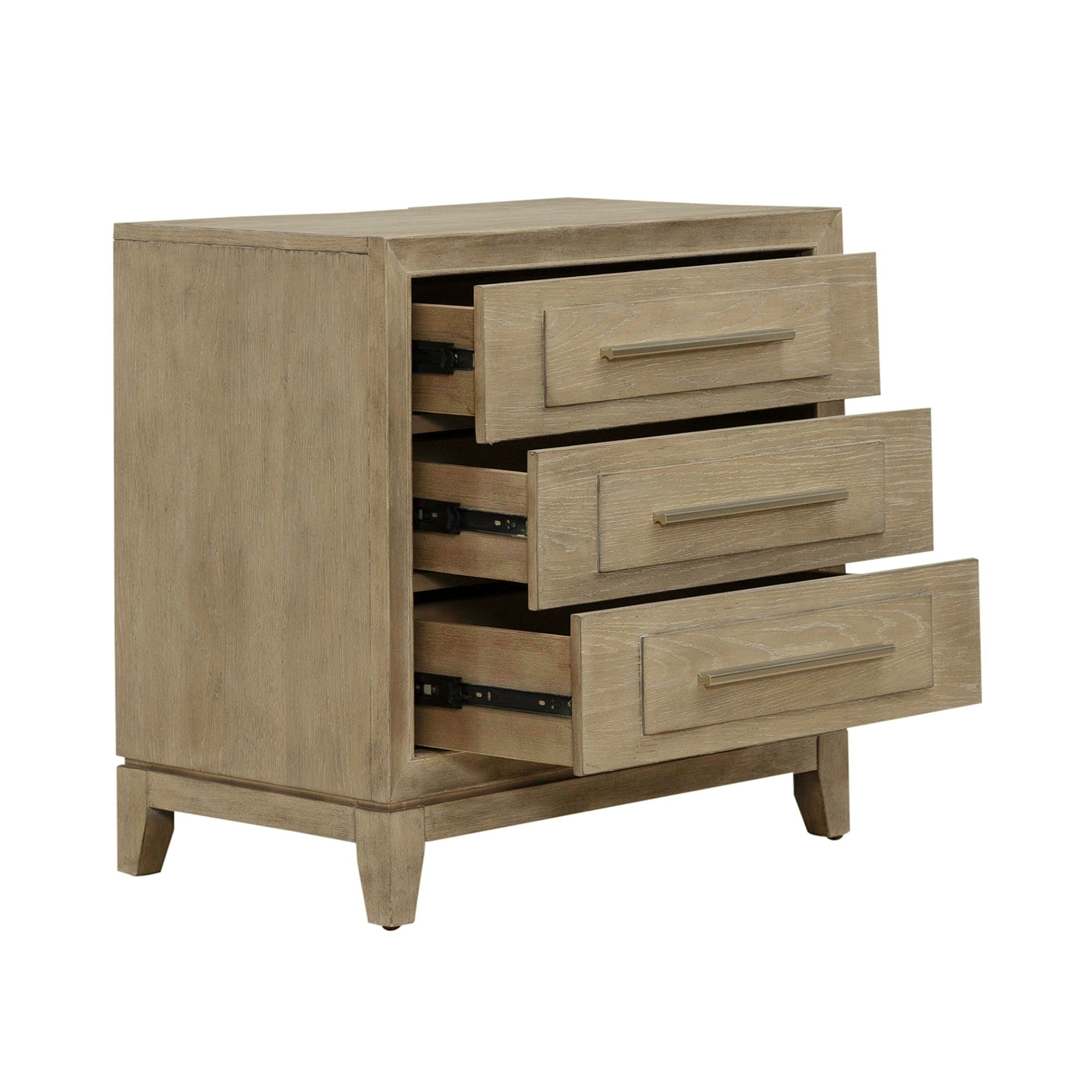 3 Drawer Nightstand With Charging Station - Sandstone — Grâce à un magistral jeu de contrastes et de textures