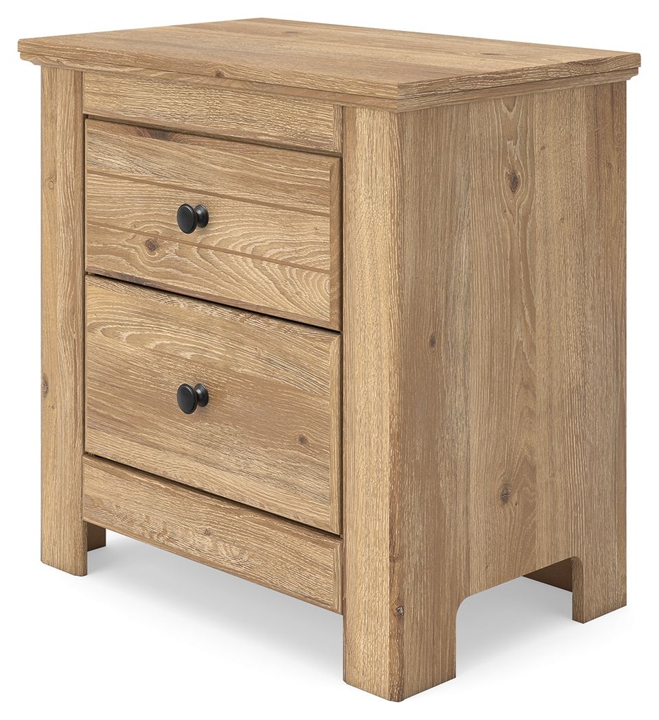 Table de chevet à deux tiroirs — Vous souhaitez créer une chambre aérée et joliment agencée ? Cette table de chevet au confort décontracté est