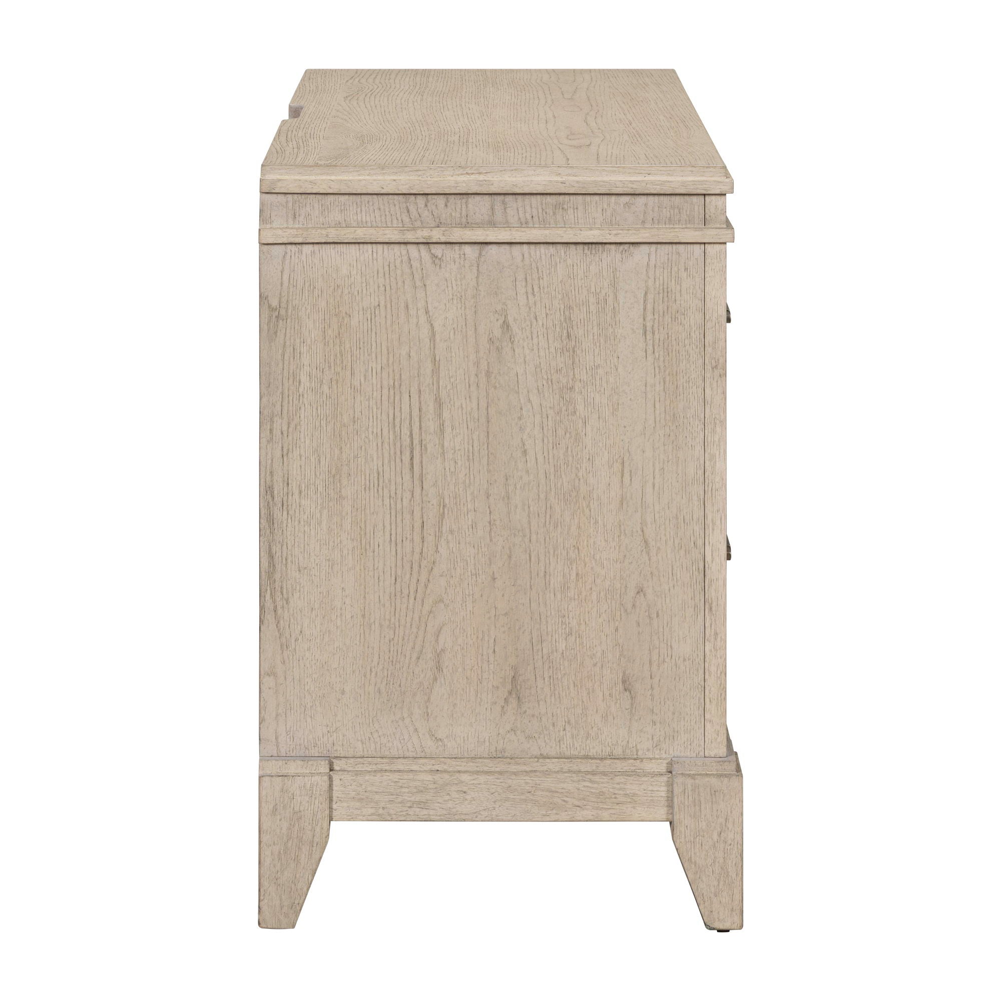 Table de chevet avec station de recharge – Blanc sanctuaire – offre un style de transition alliant le traditionnel et le contemporain