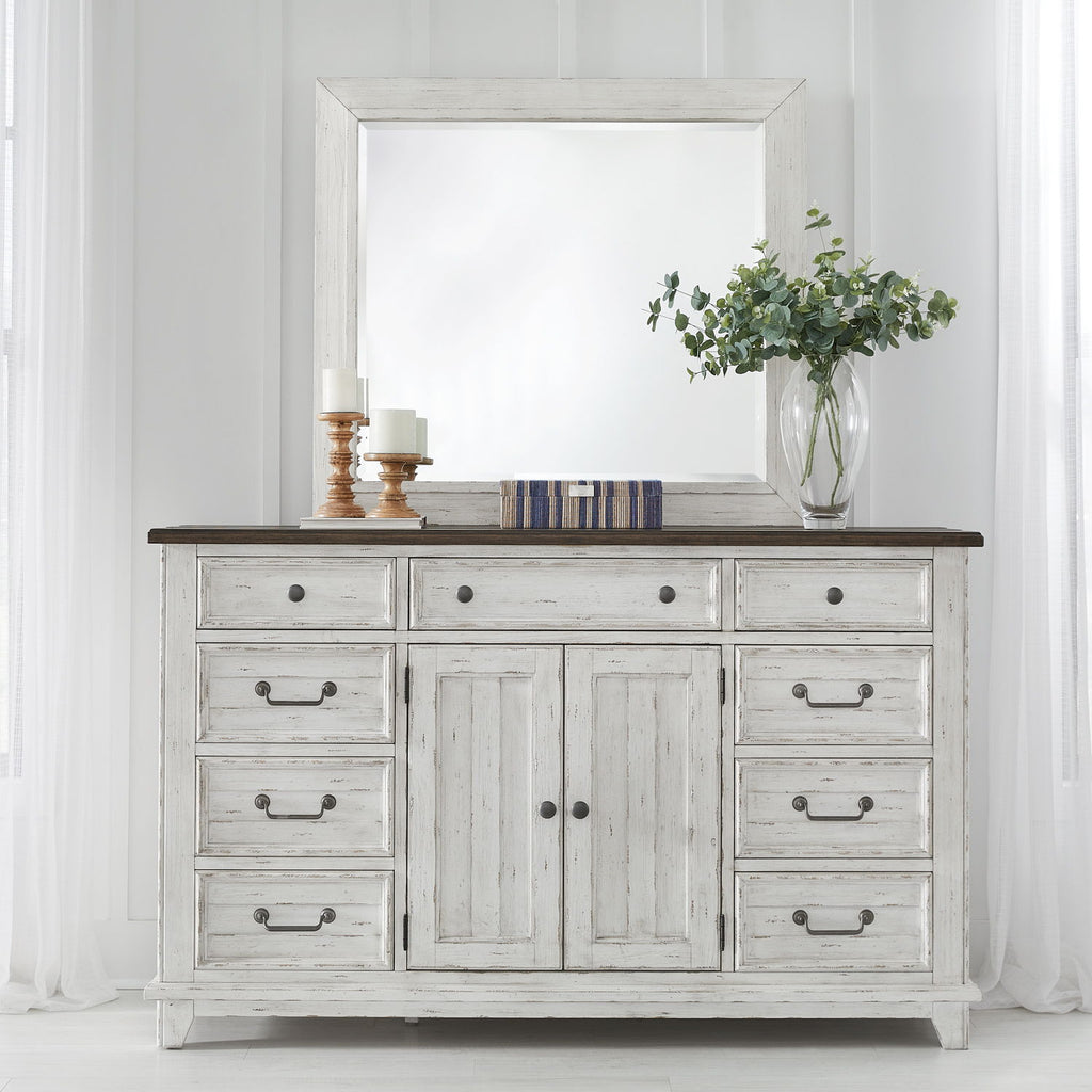 Commode et miroir – Riverstone Blanc et Tabac — La vie de cottage et de ferme offre un équilibre parfait entre la vie côtière et une