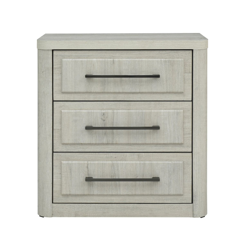 Table de chevet avec station de recharge - Blanc naturel — 0L x 17