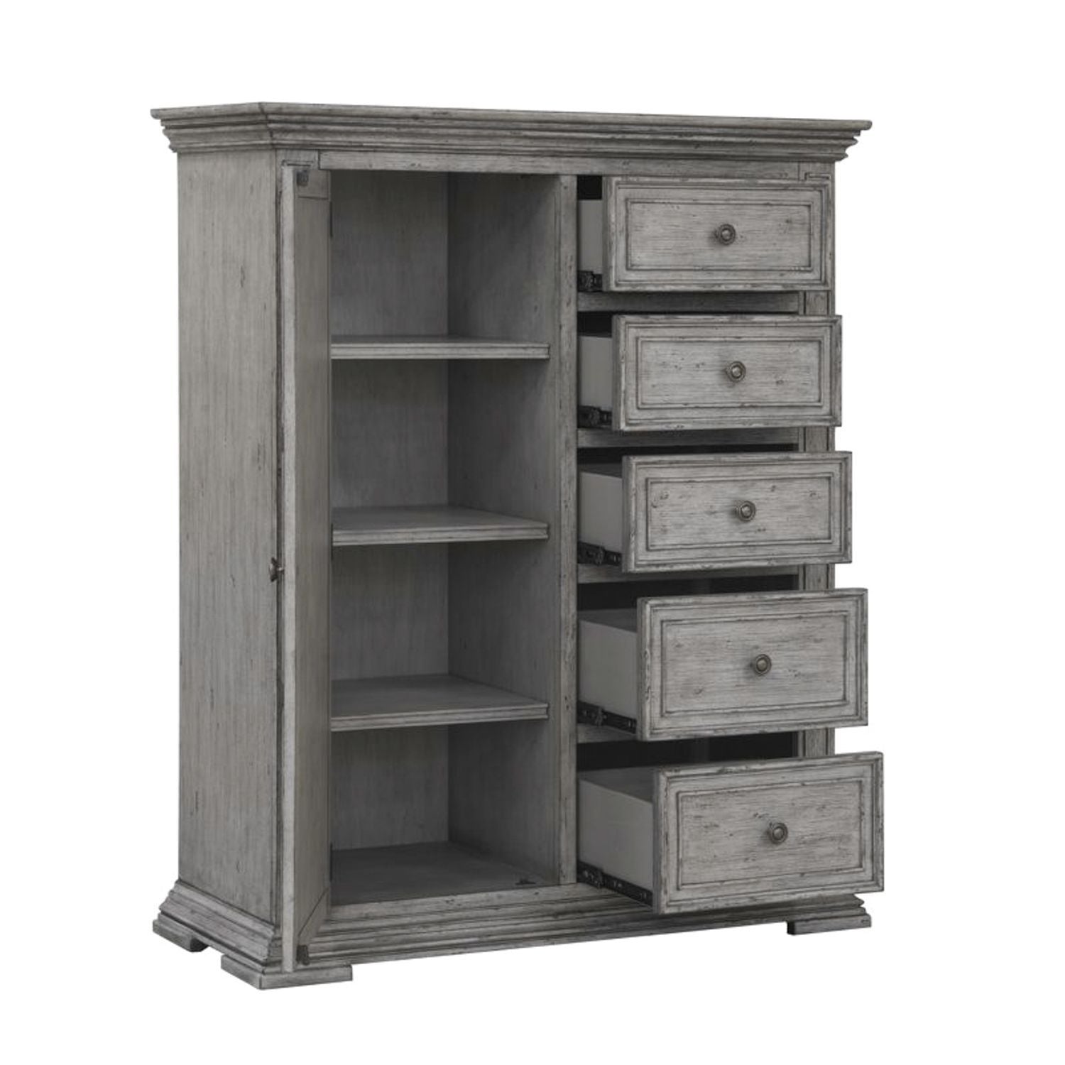 Commode de porte – Fabriquée avec des solides en bois d'hévéa et des produits du bois – protection anti-poussière du caisson inférieur et tiroirs intérieurs entièrement teints
