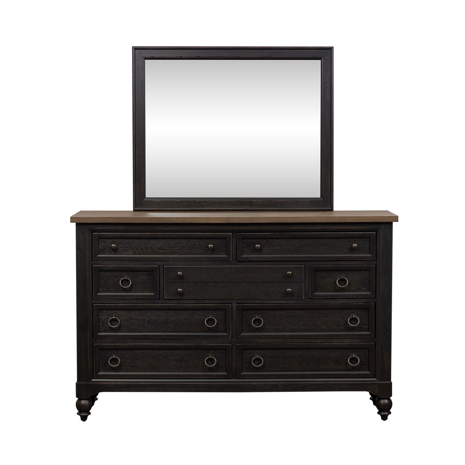 Commode et miroir — évoquent un style libre et personnel avec une touche artisanale authentique