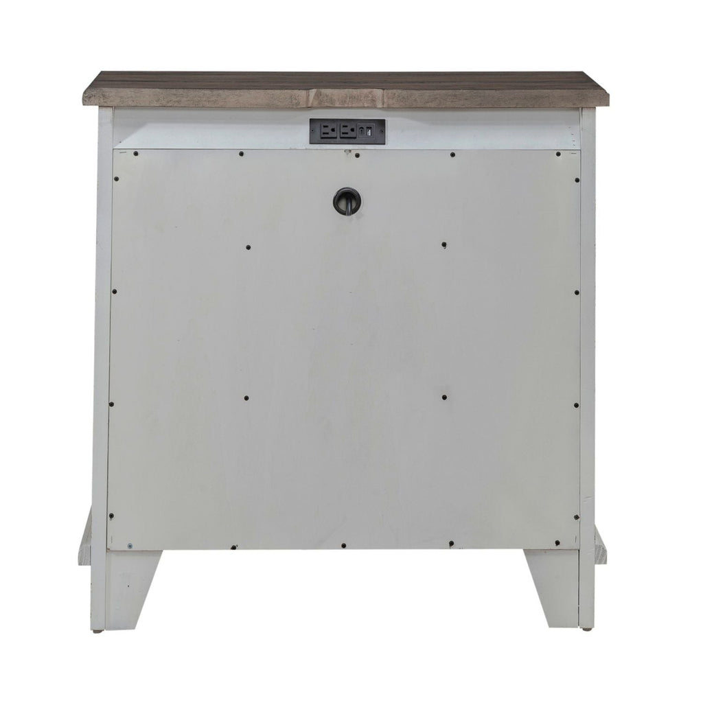 Commode de chevet avec station de recharge – Riverstone Blanc et Tabac — La vie de cottage et de ferme offre l'équilibre parfait entre la vie à