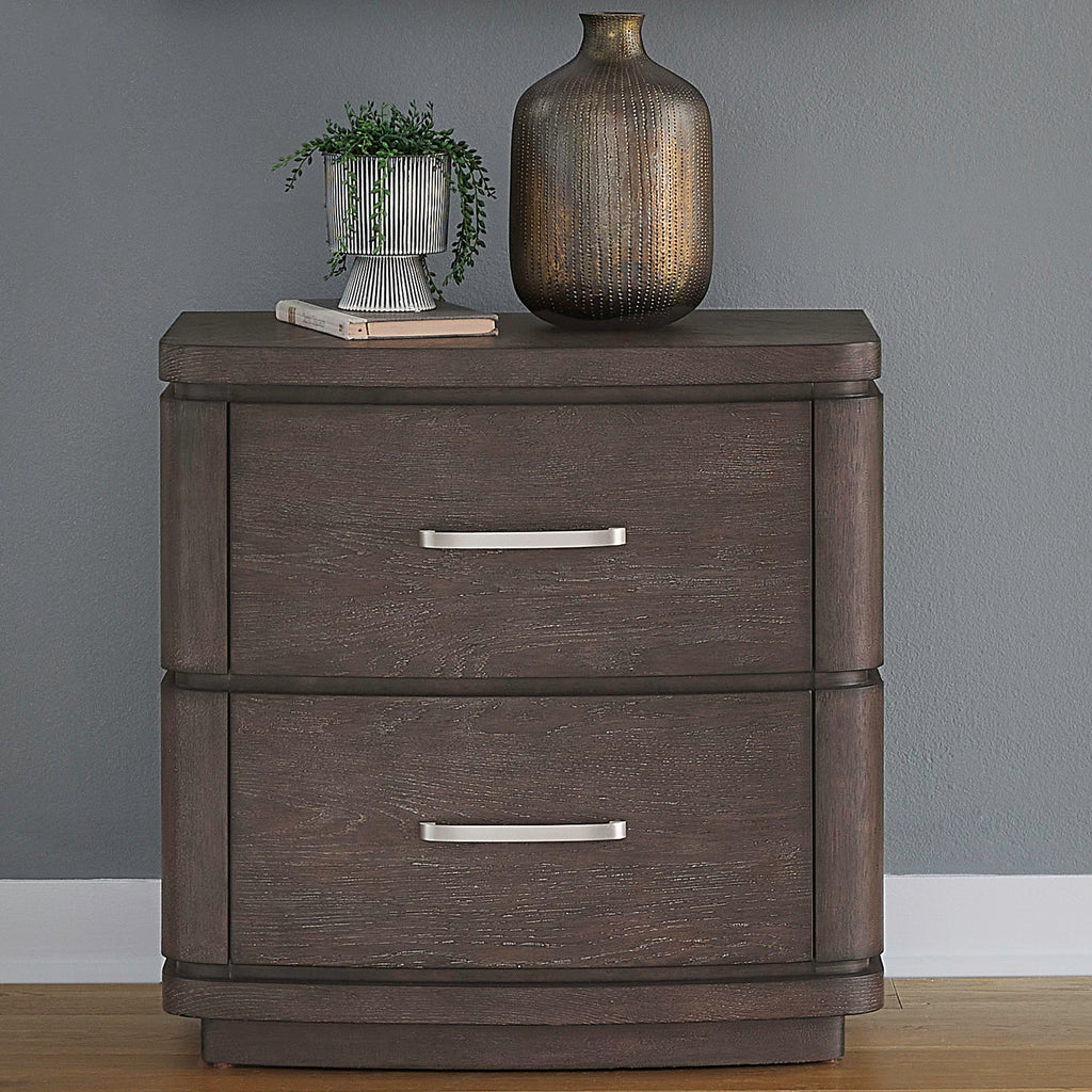 Table de chevet avec station de charge - Espresso satiné — 0L x 17 — 0L x 17