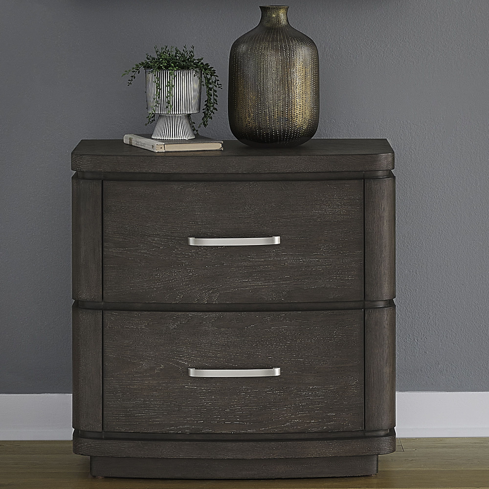 Table de chevet avec station de charge - Espresso satiné — 0L x 17 — 0L x 17