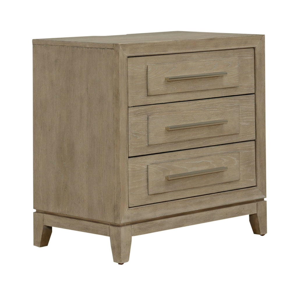 3 Drawer Nightstand With Charging Station - Sandstone — Grâce à un magistral jeu de contrastes et de textures