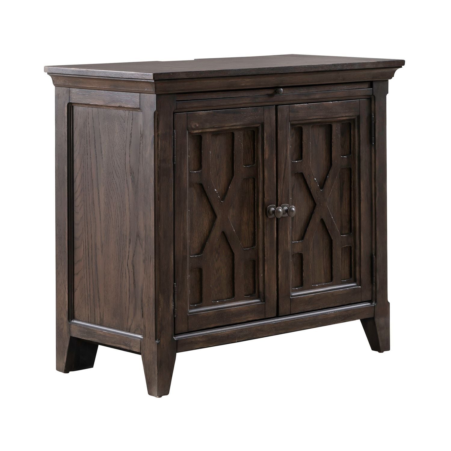 Table de chevet à 2 tiroirs avec station de charge - Marron selle — allie grande opulence et style rustique confortable