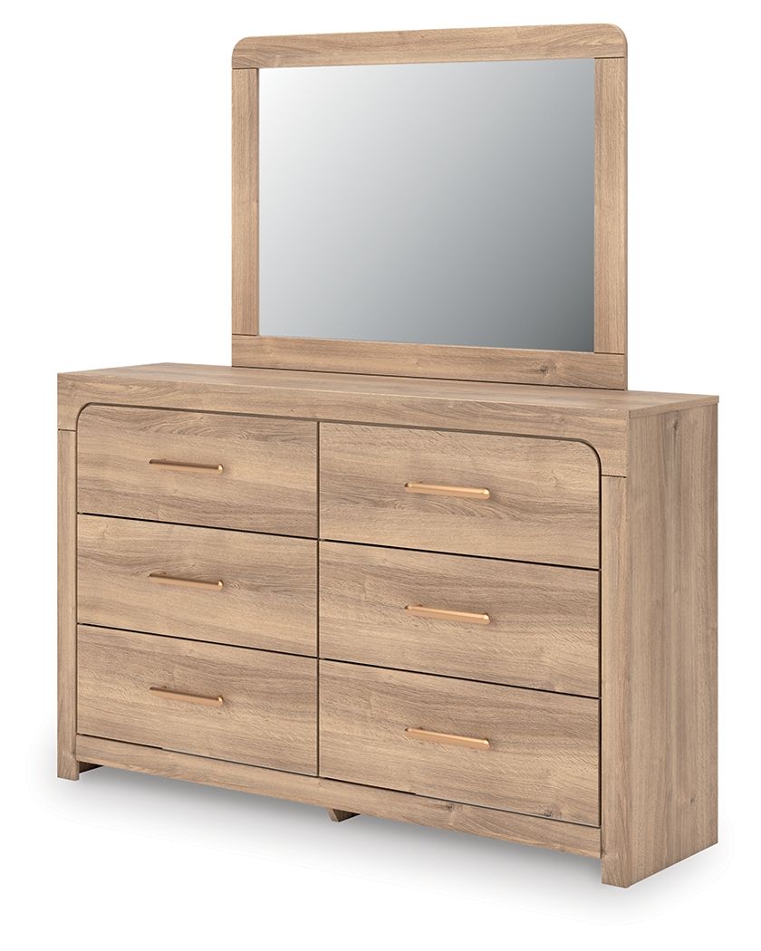 Commode à six tiroirs — Les tons de bois naturels et les lignes épurées de cette commode reflètent votre style décontracté.