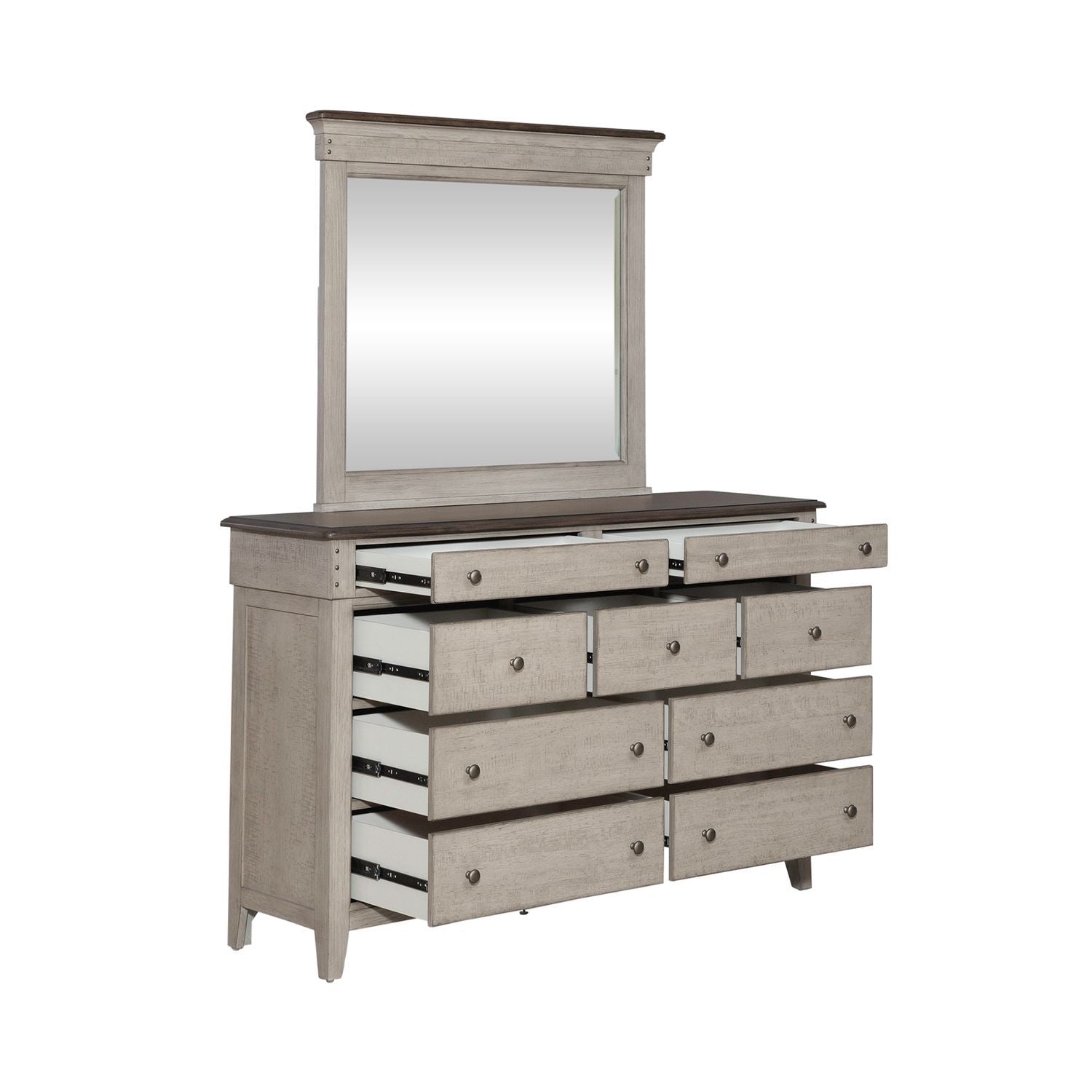Commode et miroir – lin vieilli/taupe poudré — ajoutez un style décontracté et vous créez un look classique à l'ambiance décontractée
